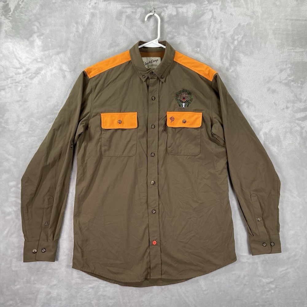 Duck Camp Shirt Mens Medium Button Down Vented Hunting Outdoor Fishing Camping